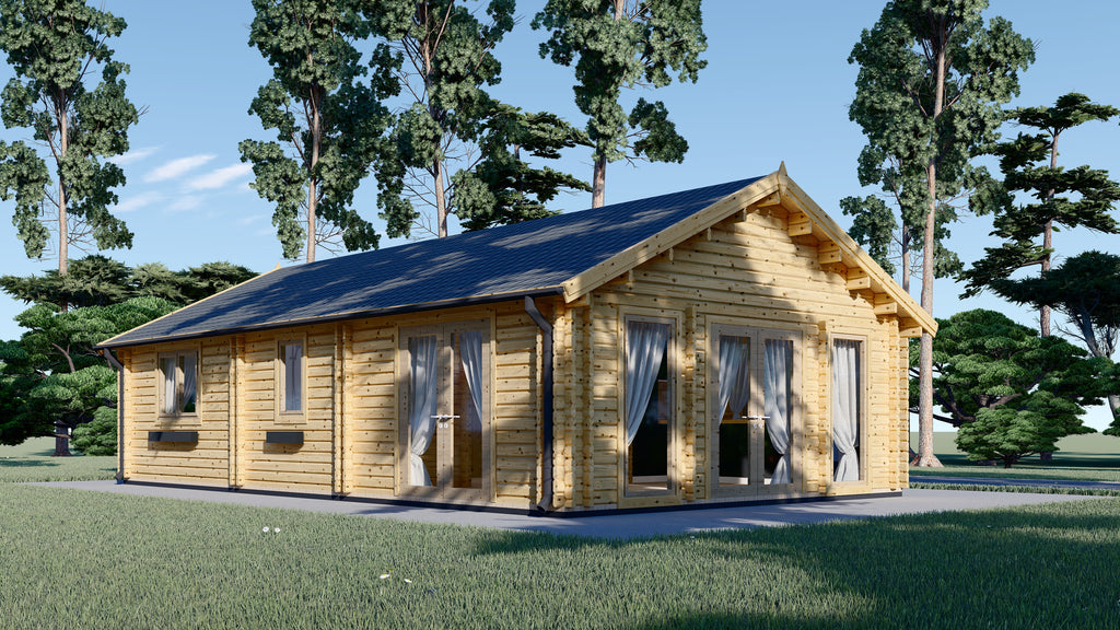 Houten tuinhuis - Emer - 54m2 - 9x6m - 44+44mm - isolatie.